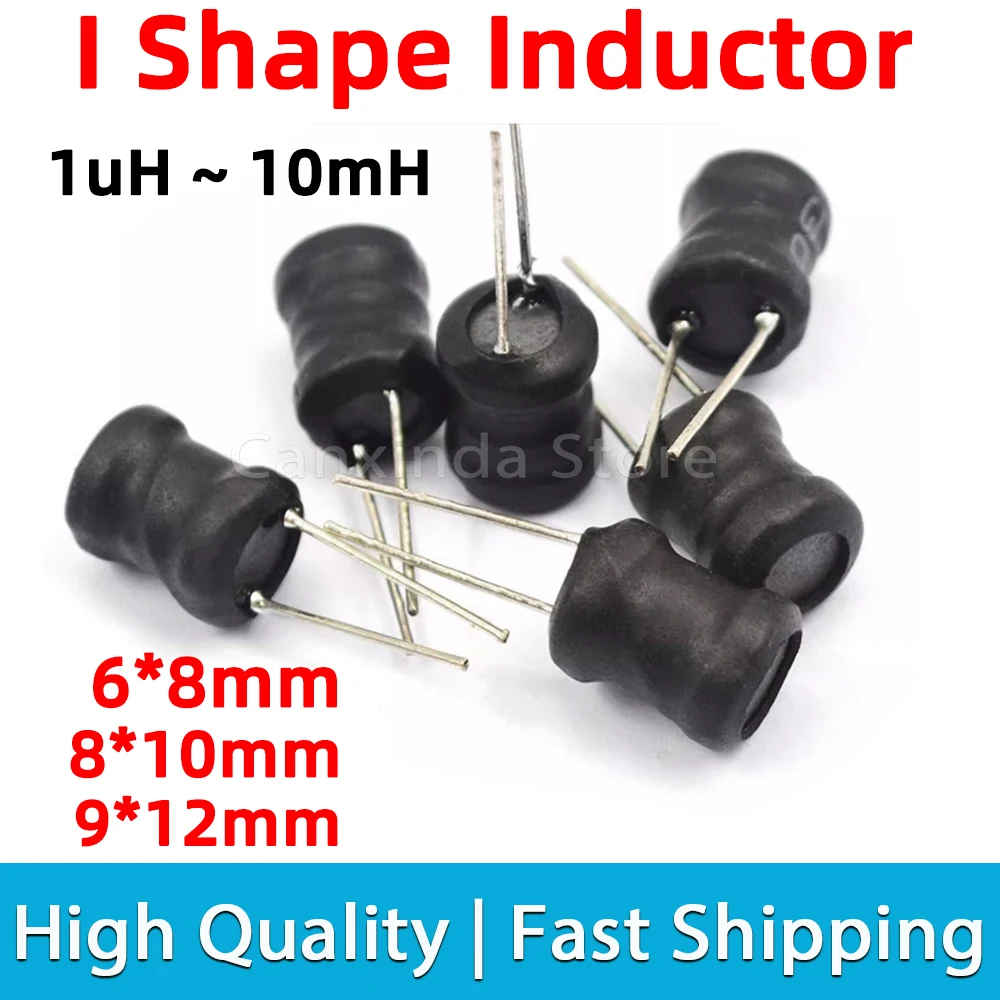 10pcs 2 Pin Ferrite Coil I Shaped I-shape Power Inductor Inductance Copper Coil 10uh 22uh 33uh 47uh 68uh 100uh 220uh 1mh 10mh