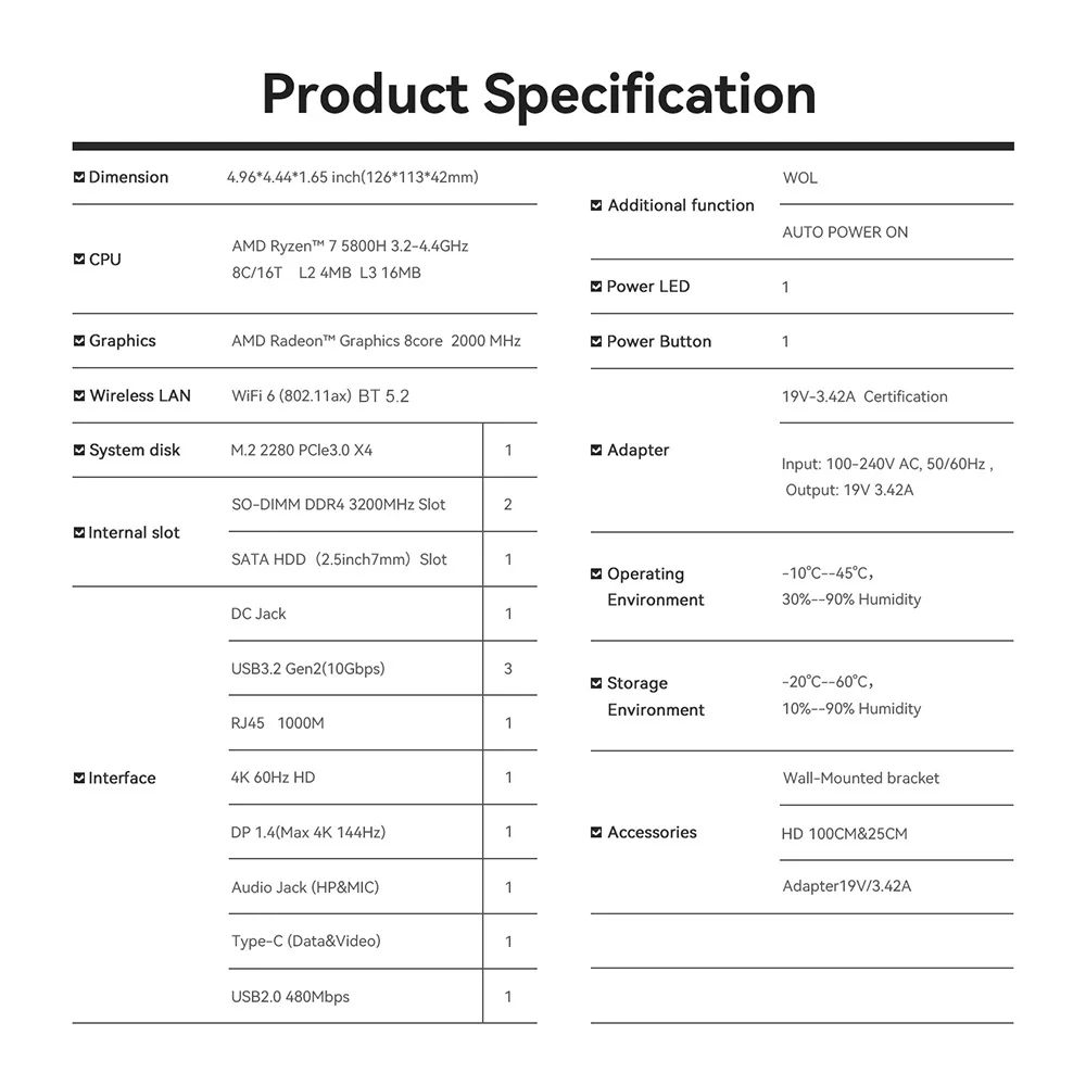 Новый мини-ПК Beelink SER5 Pro AMD Ryzen 7 5800H DDR4 16 ГБ 32 ГБ 500 ГБ 1 ТБ NVME SSD WiFi 6 BT5.2 Настольный игровой компьютер с двойным вентилятором