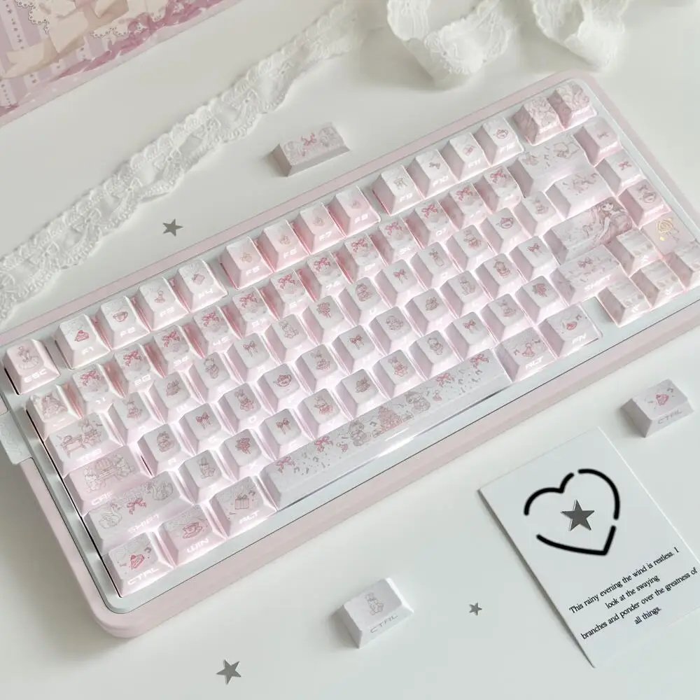 130PCS Keycap Set Cherry Profile PBT Sublimation Side Carving Custom Original Handmade Keycap for Mechanical Keyboard