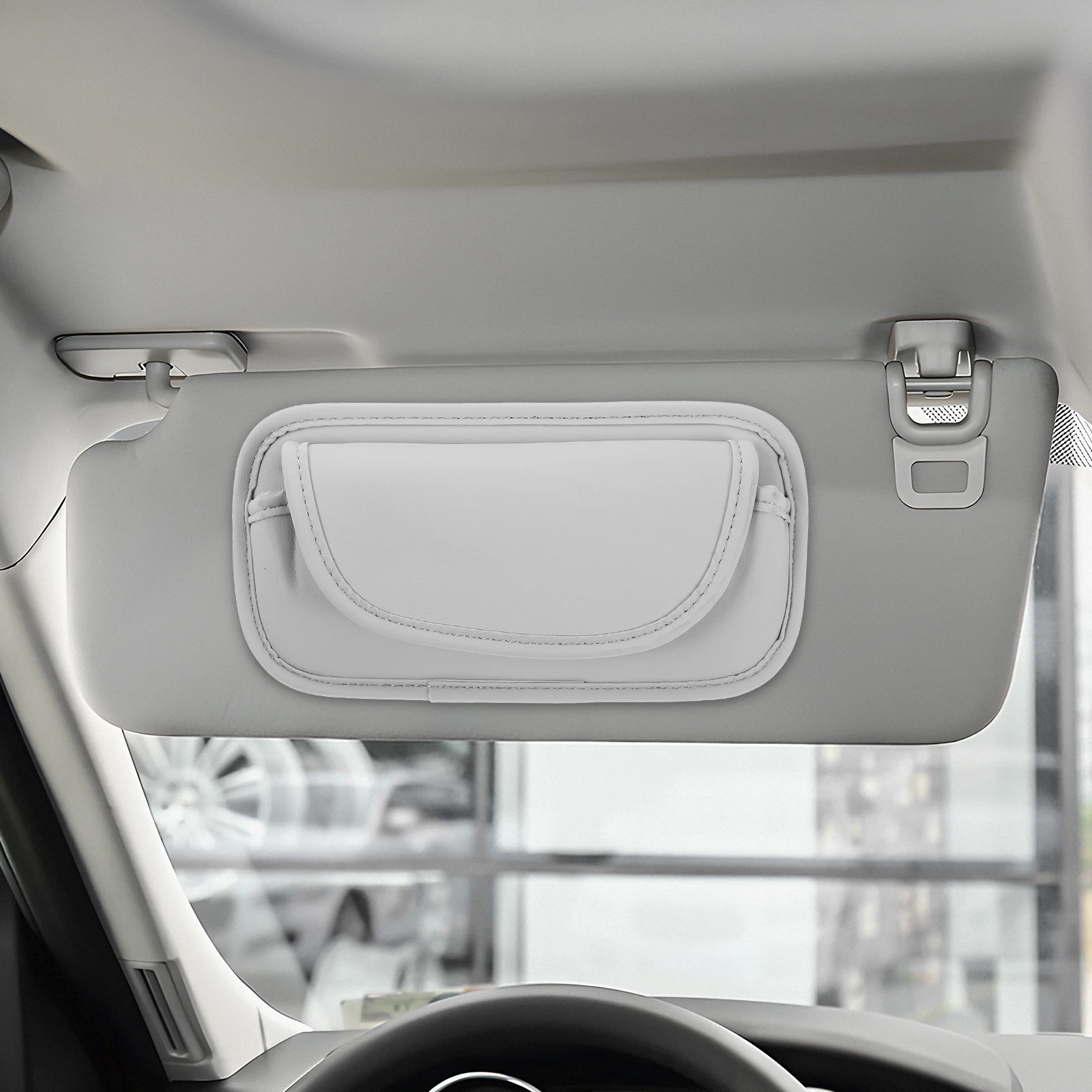 

Glasses Clip Car Sunglass Case Holder Visor Organizer Clips for Cars Pu Auto Glasses Storage Box Multifunctional Scratch