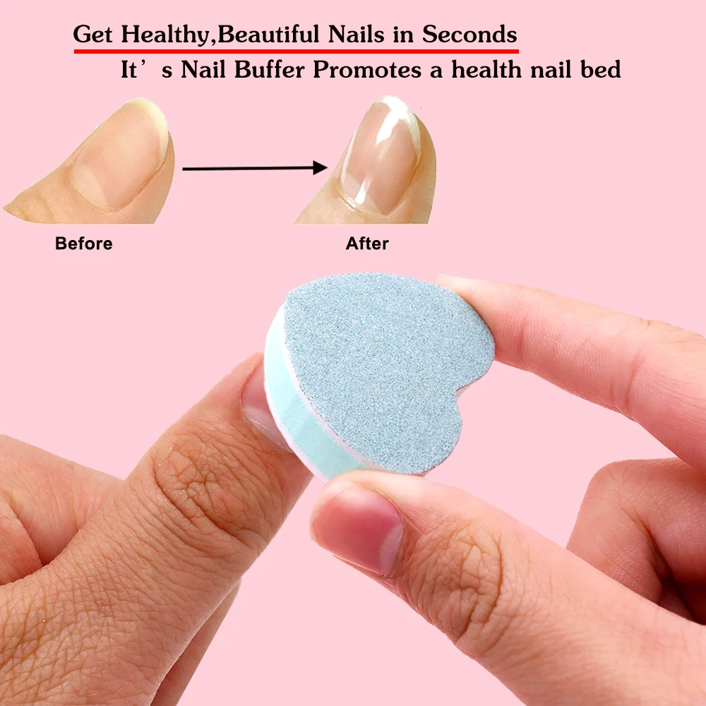 100Pcs Mini Heart Nail Files Buffer Block 300/4000 Grit Sandpaper Nails Polish File Manicure Supplies Nails Accessories And Tool