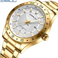 CRRJU 5007 Fashion Quartz Watches Men Luxury Stainless Steel Waterproof Clock Calendar Luminous Business Male Watch reloj hombre