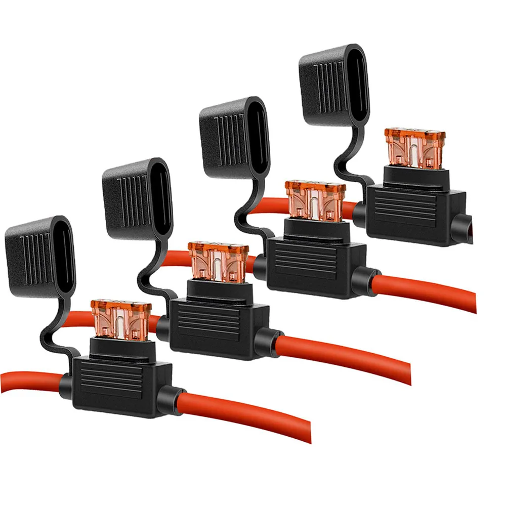 10 Gauge Fuse Holder - 10 AWG Inline Fuse Holder with 40 AMP ATC Blade Fuses (4pack)