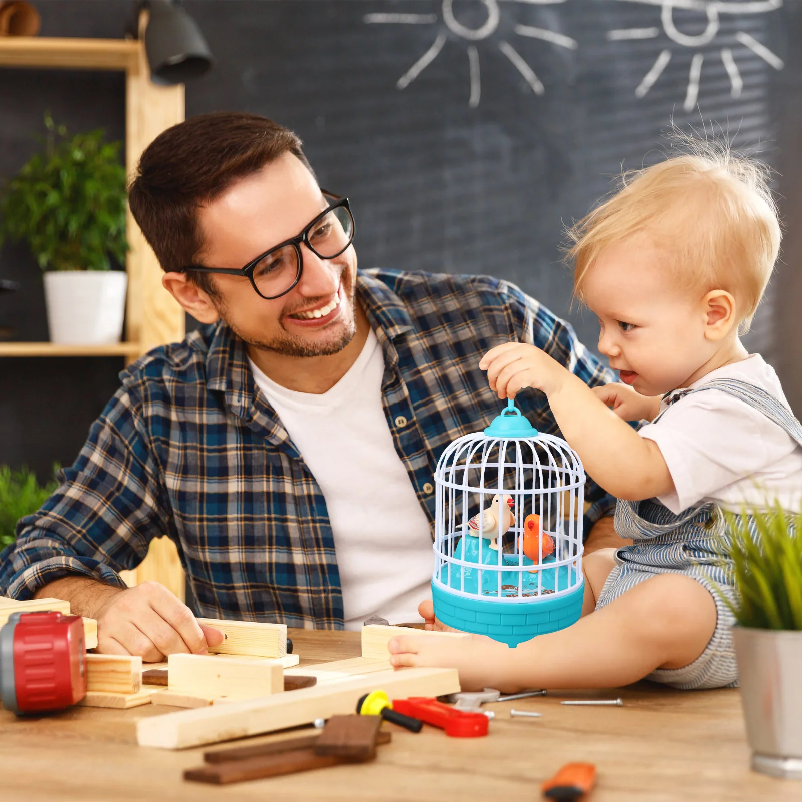 Cage à oiseaux électrique simulée pour enfants, mini jouet à induction vocale, jouets de jeu à commande vocale