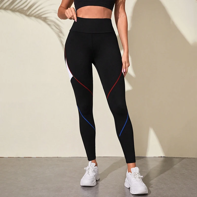 Colorblocked High Waist Yoga Pants Leggings for Women Tummy Control Workout Leggings for Women