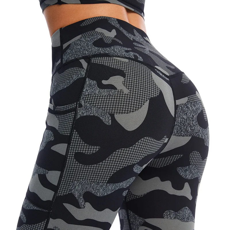 Mallas deportivas de estiramiento alto con estampado Floral para mujer, pantalones deportivos con bolsillos, pantalones de camuflaje para batalla para exteriores, ropa de calle 7Z