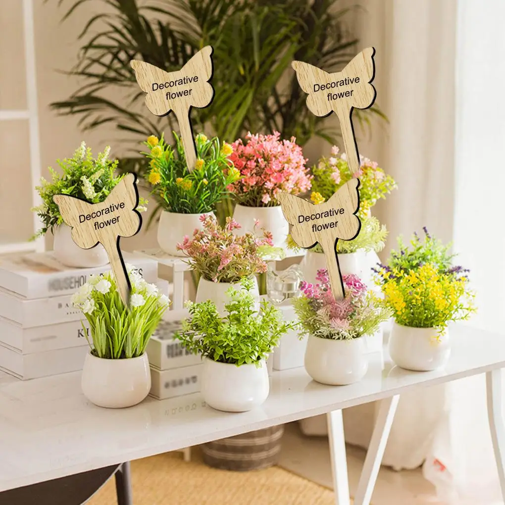 Wooden Plant Labels Outdoor Indoor Garden T-Shape Potted Planting Tags Sticks Gardeners Gift Accessories, 12 Pieces