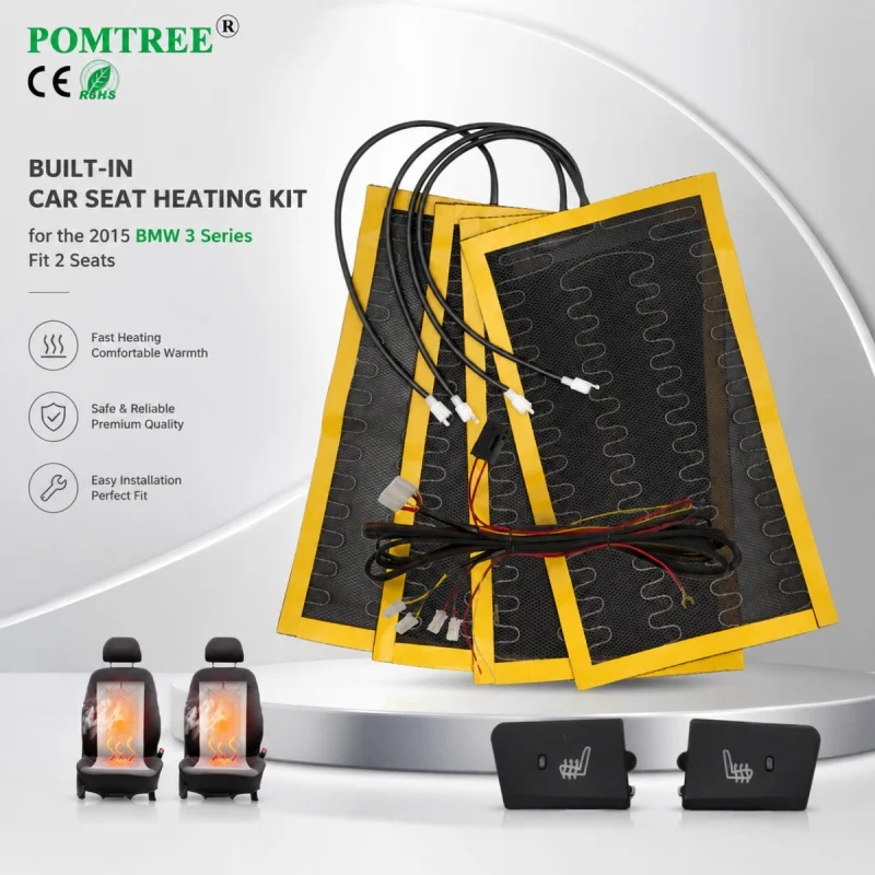Built-in Car Seat Heating System Kit Fit 2 Seats,Including Heating Pads & Special Switch Compatible With 2015 BMW 3 Series