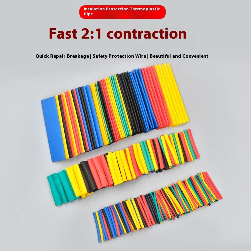 328pcs Heat Shrink Tube Insulation Sleeve Waterproof Environmental Flame Retardant Color Bag Pe Shrink Tube