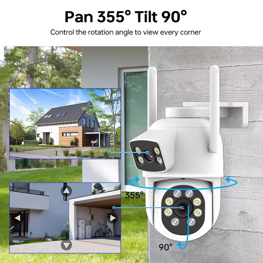 10CH 4K POE NVR Kit Dual Lens 8MP Security WIFI PTZ Camera Auto Track System CCTV Outdoor IP Home Video Surveillance Camera Set