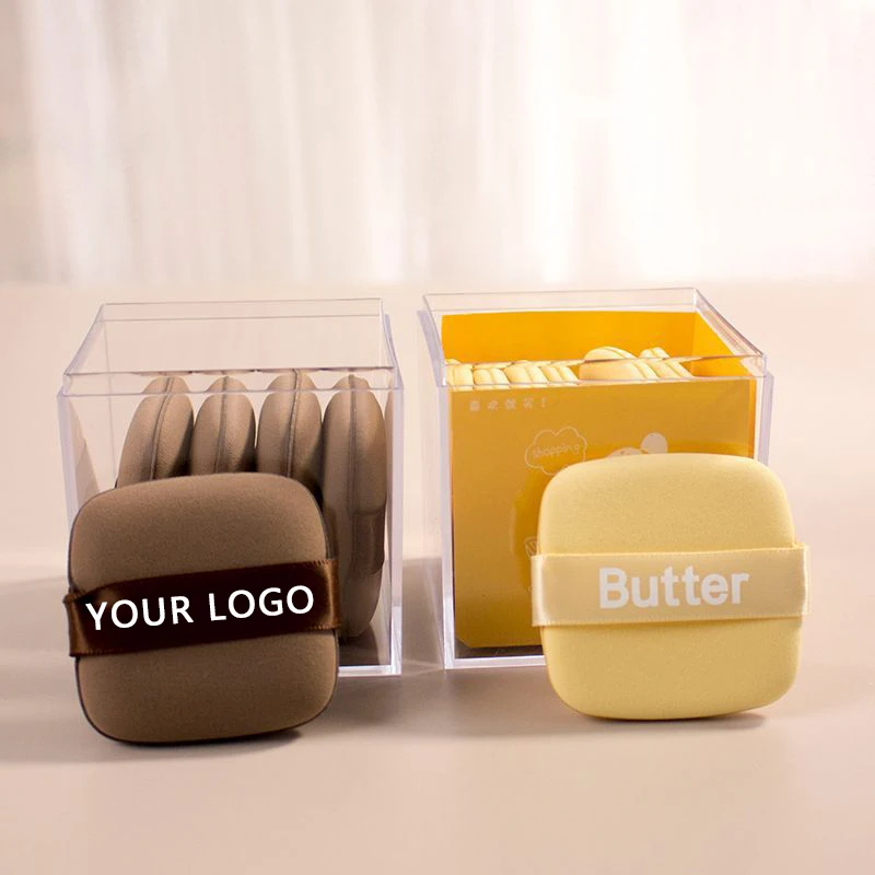 Op Maat Gemaakte Logo Vierkante Chocolade Latex Gezichtsfoundation Bb Cream Make Up Spons Marshmallow Beauty Make-Up Blender Sponslogo