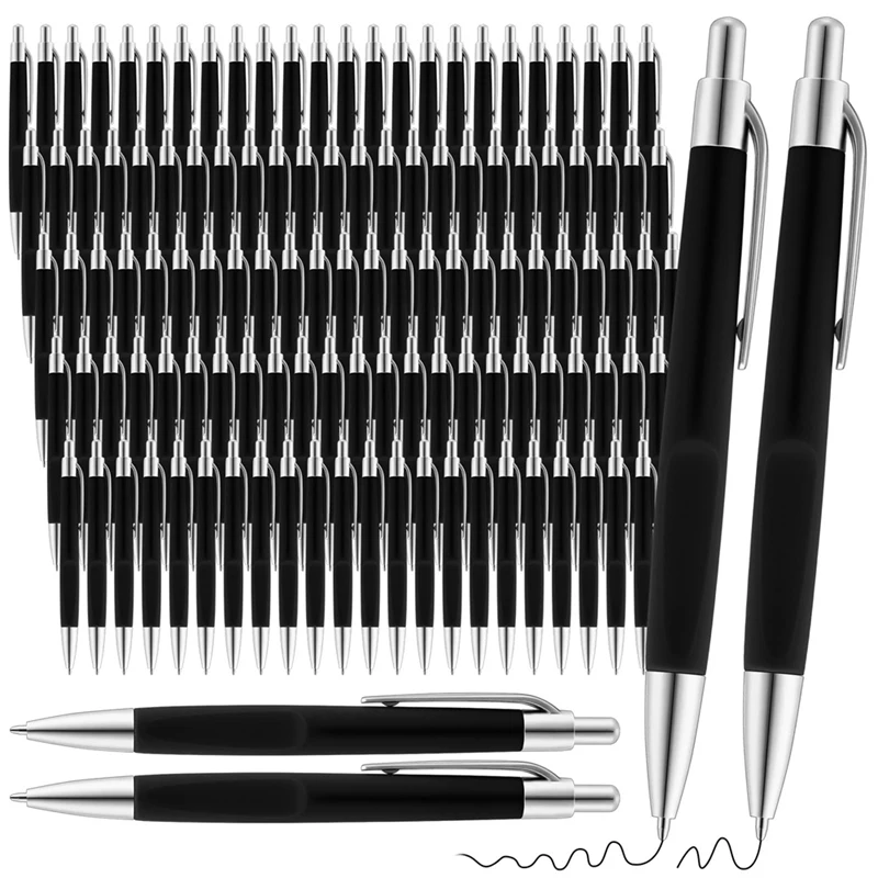 100 Pieces Retractable Ballpoint Pens Black Ink Click Pens Bulk 0.7Mm Medium Point No Bleed Pen Set For School,Office