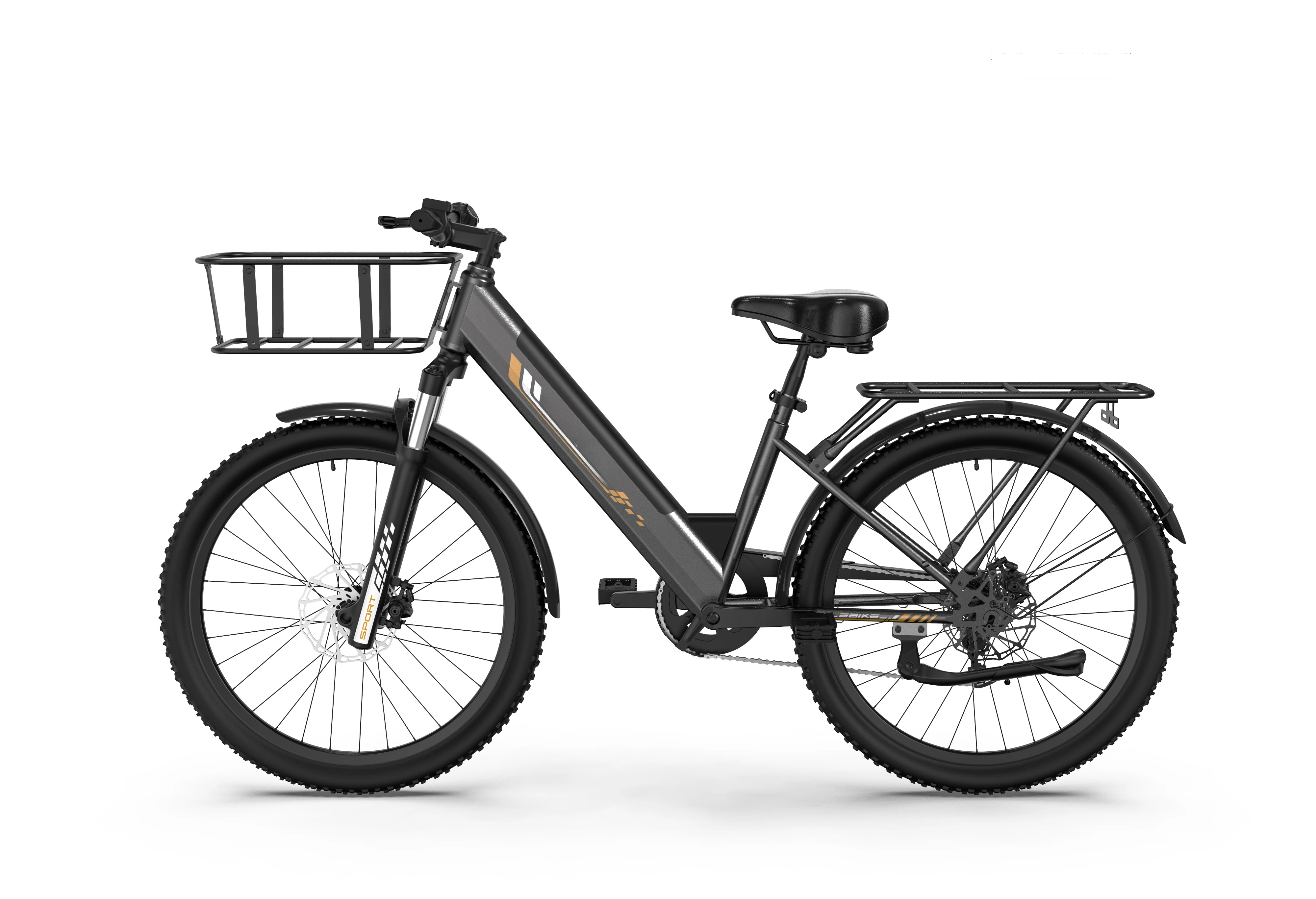 WWE Electric bicycle 350W electric bicycle, top speed 25 km/h, 36V removable battery, shock-absorbing brakes, stylish 26-inch ti