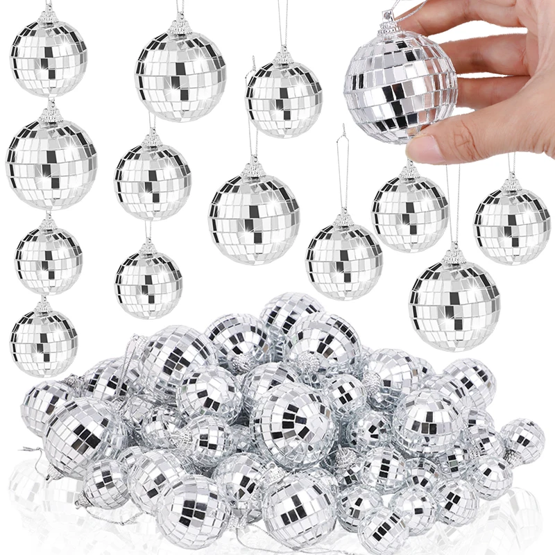 

5/10pcs Mirror Disco Ball Hanging Pendant Stage KTV Bar Reflective Rotating Bright Silver Glass Ball Wedding Birthday Home Decor