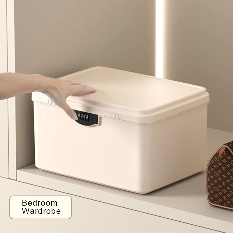 New Password 2 Layers Lockable Storage Box, Home Password Lock Safe Box, Privacy Document Sorting Organize Box