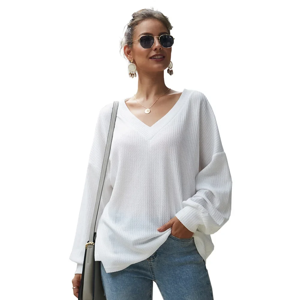 Women sweater Long-Sleeve white Knitwear new 2020 Winter and autum V-neck Sexy Top Comfortable Loose Clothes