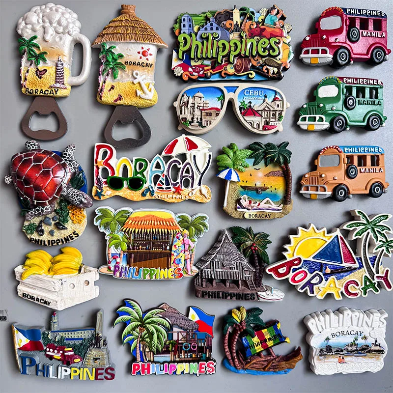 Philippines Fridge Magnets Boracay Beach Manila CEBU Tourist Sourvenir Banana Sea Turtle Jeepney Home Decor Stickers