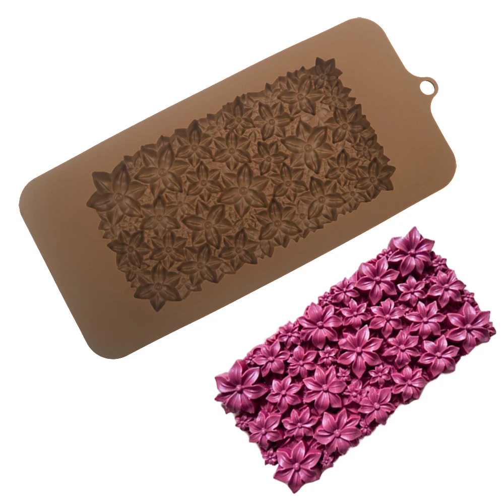

Bouquet Chocolate Block Mould Flower Texture Design Silicone Chocolate Mold Child Candy Baking Tools Kitchen Dessert Tools