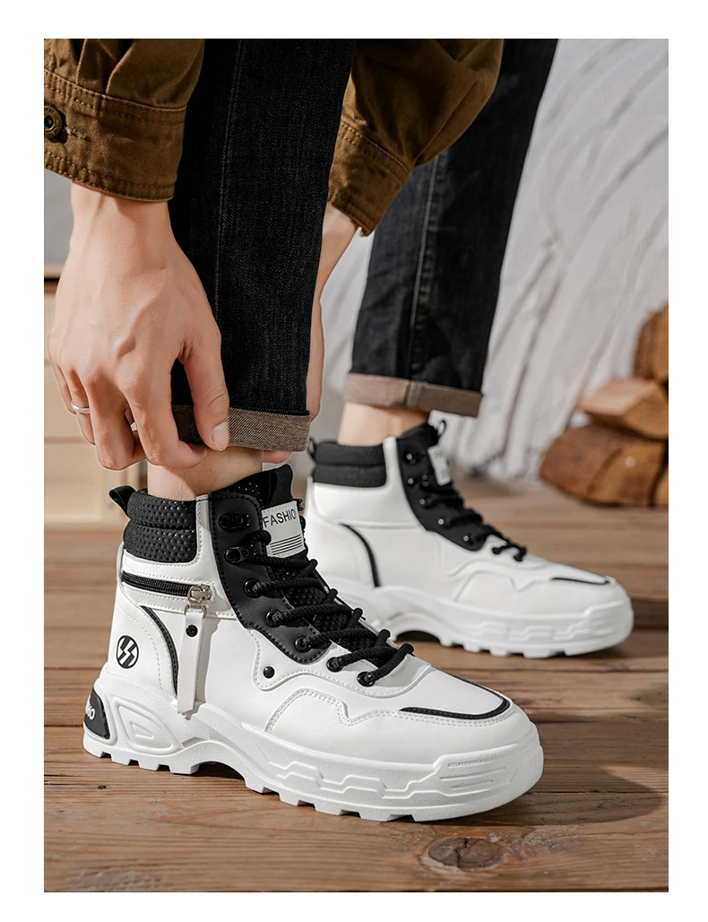 Herrenstiefel Frühling und Herbst Neue Weichsohlen-Antirutsch-Freizeitstiefel Modische Joker-Outdoor-High-Top-Stiefel Jugendliche Komfort-Arbeitsstiefel – Detail 12