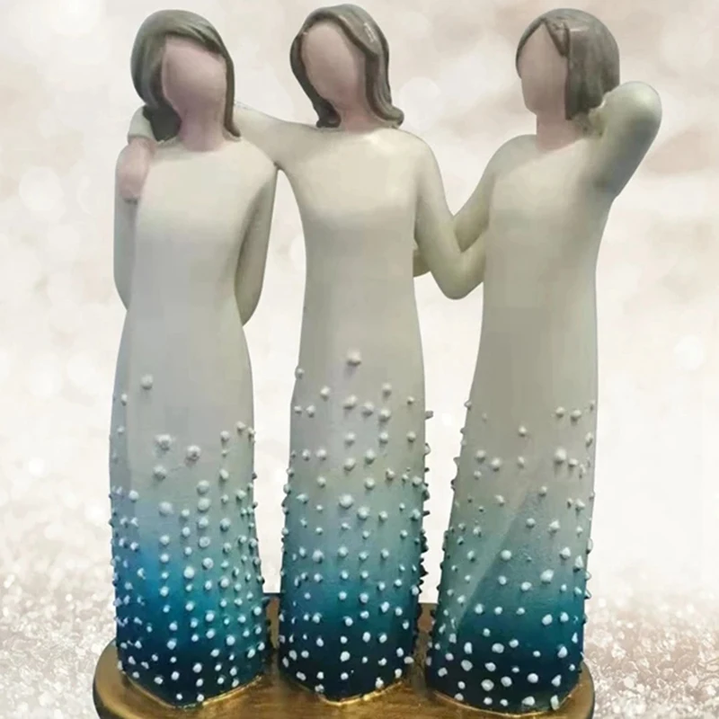 Hot By My Side Sculpted Hand-Painted Figure Resin Desktop Ornament Home Decor Hand Craft Office Special Gift For Sisters