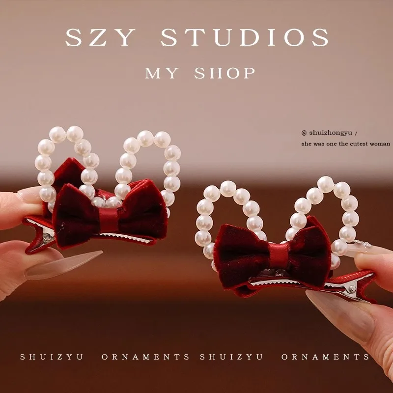 2 unids/set dulce dibujos animados niño niña Clip de pelo estéreo moda lindo conejito arco BB Clip diseño creativo coreano pasador de pelo sombreros para niños