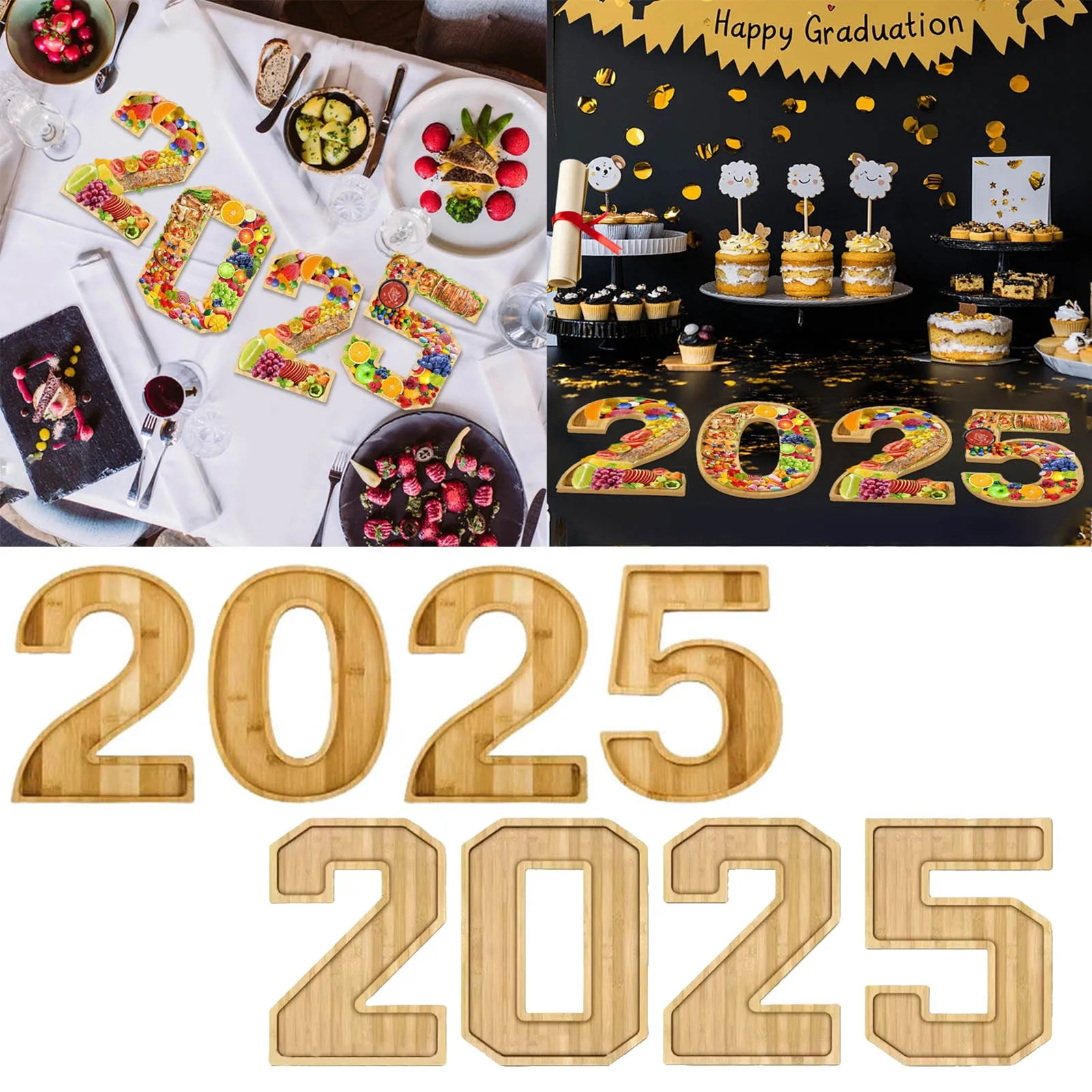 

2025 Graduation Party Decorations 2025 Numbers Charcuterie Wood Box Wooden Tray For Graduation Silicone Baking Sheets for Oven