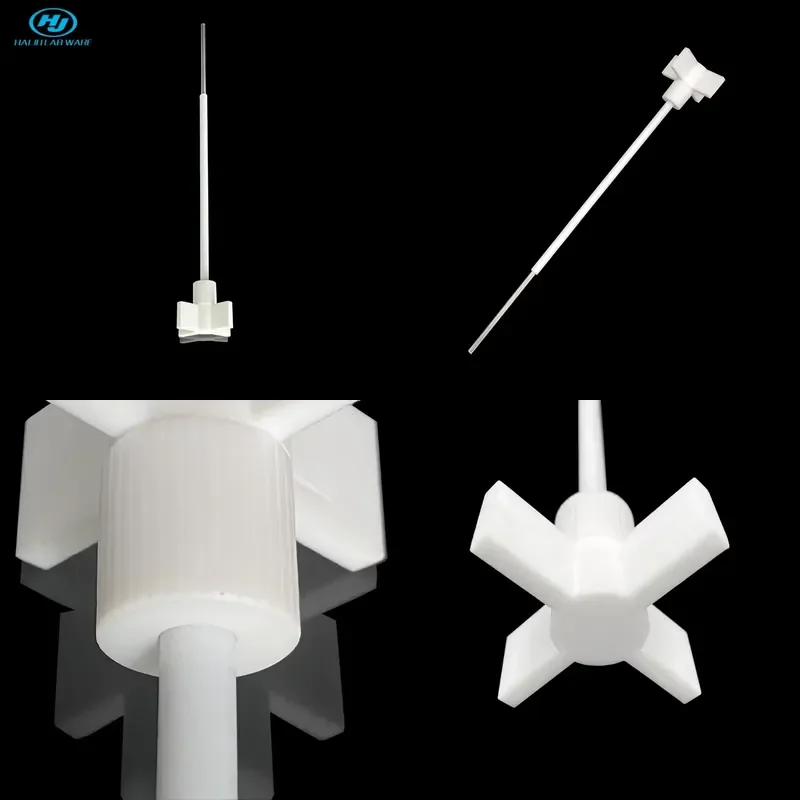 HAIJU LAB Customizable Cross-Shape 4-Leaves White PTFE Impeller Overhead Stirrer OEM Support 350mm High Temperature