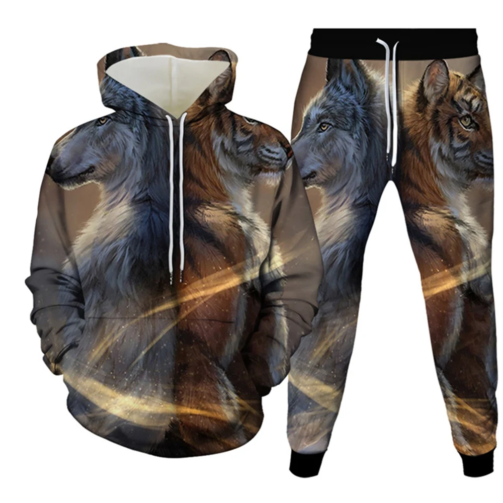 

Animal Wolf 3D Print Men's Tracksuit Sets Casual Hoodie+Pants 2pcs Sets Oversized Pullover Fashion Sweatshirt Kids Clothing