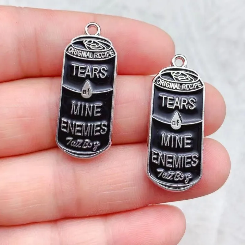 10pcs Enamel Tears Of Mine Enemies Beverage Cans Charm For Earring Bracelet Phone Chains Pendant Accessory Diy Gothic Jewelry