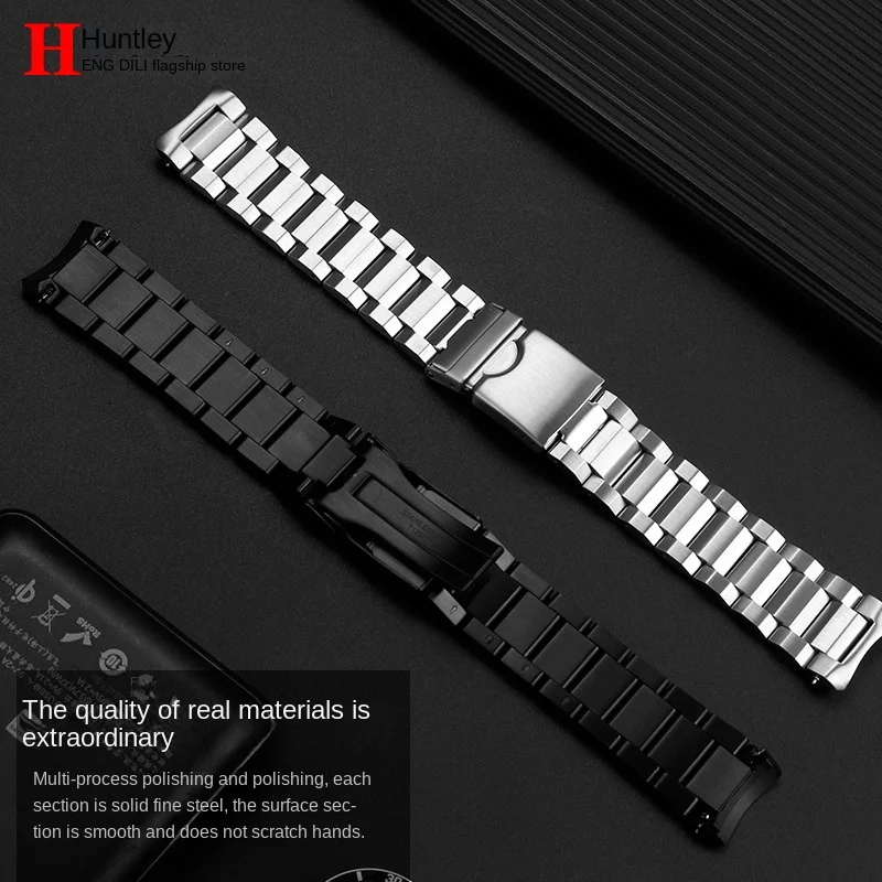 Curved end Watch chain 1853 Men For TissoT T125 stainless steel strap T125617A  Black Knight metal steel Watchband bracelet 22MM