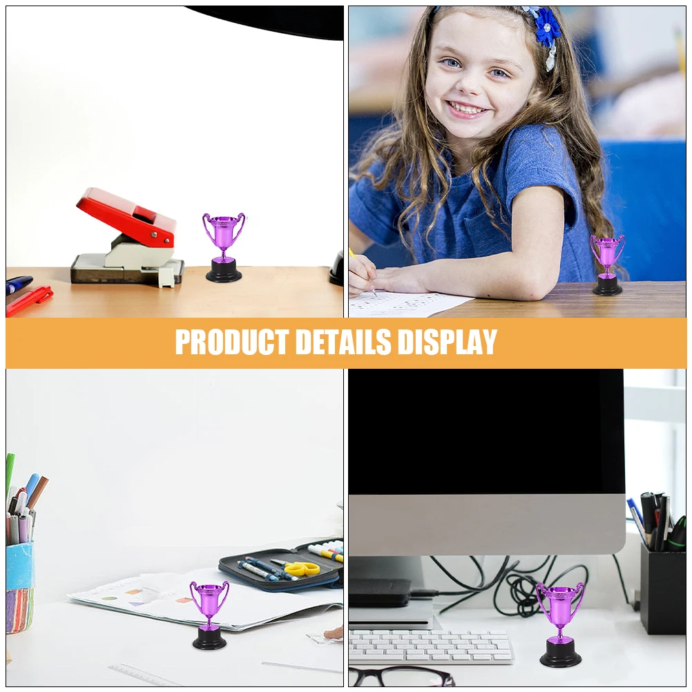 

Mini Trophy Purple Plated Celebration Decor Smooth Surface Stable Longevity DIY Nameplate Recess Talent Shows Party Competitions