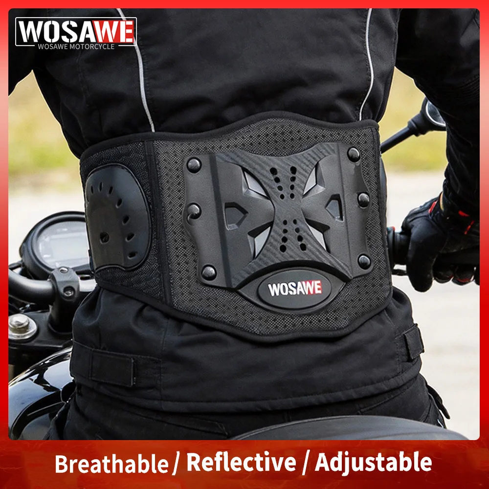 WOSAWE Adjustable Motorcycle Waist Support Belt Unisex Breathable EVA Motorbike Motocross Cycling Lumbar Kidney Support Belt