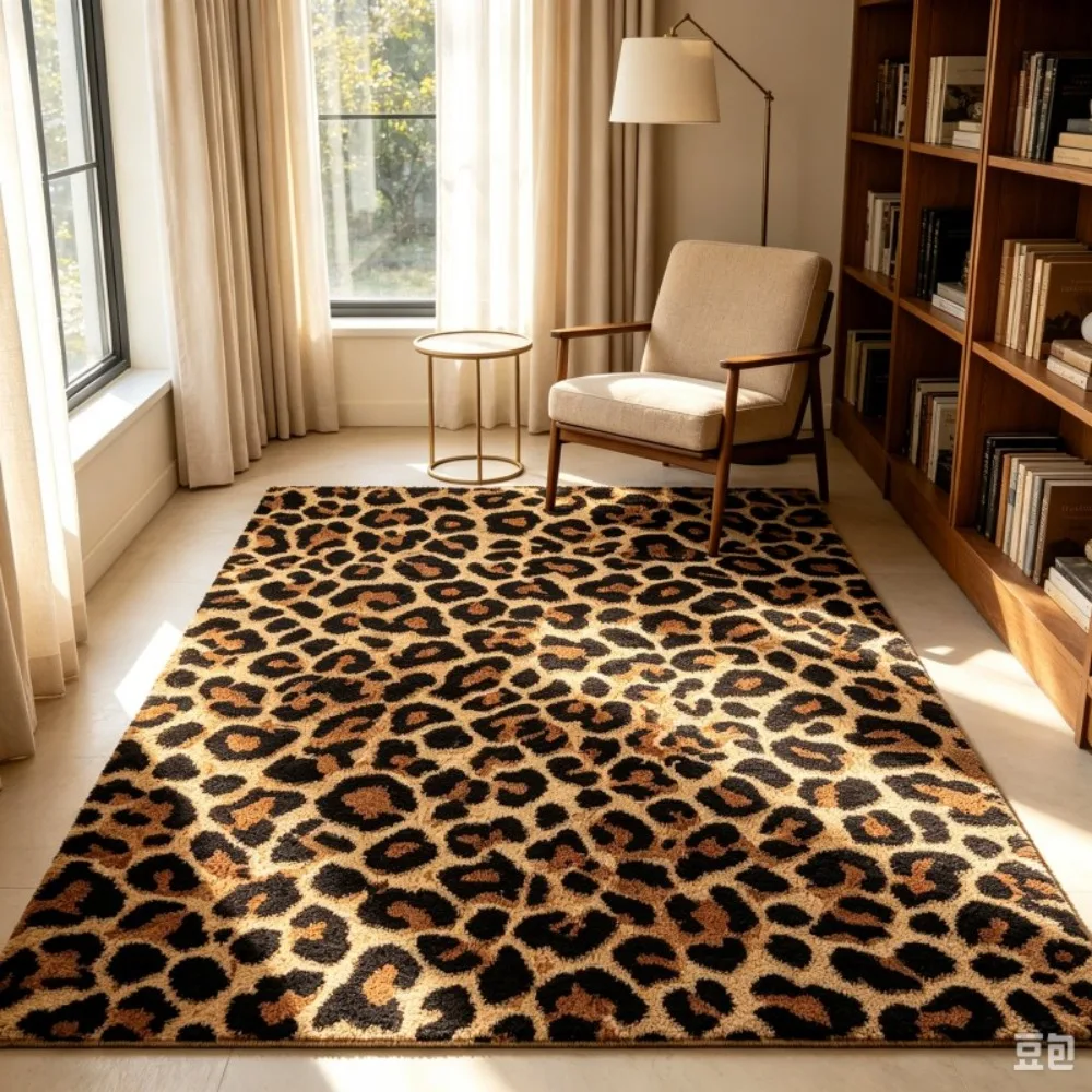 Rectangular Carpet Retro Punk Theme Luxury Exotic Animal Texture Pattern Ground Blanket for Study Desk Bench Chair Floor Decor