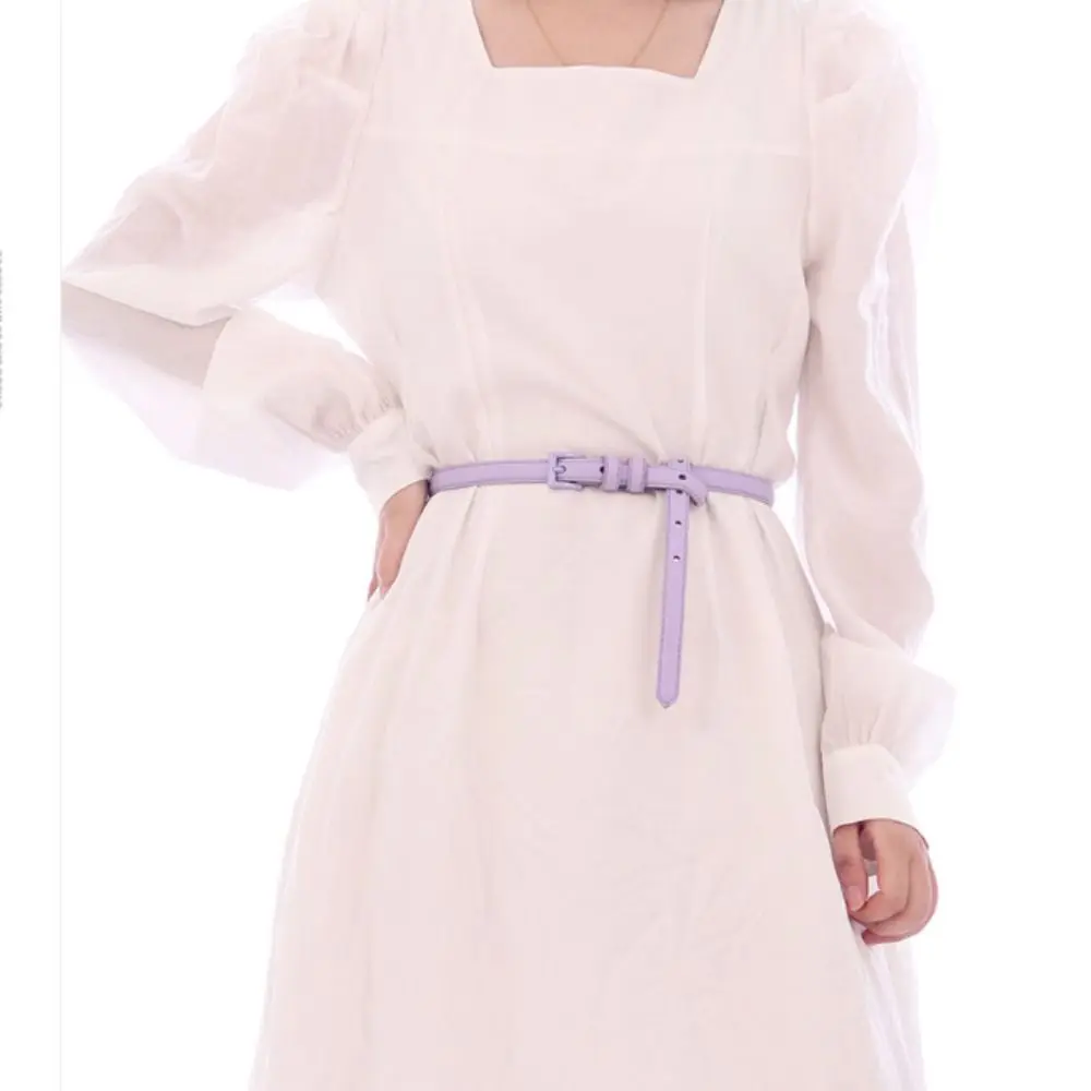 الكلاسيكية الأنيقة لون الحلوى حزام بولي Leather الجلود خمر حزام خصر رفيع قابل للتعديل مربع مشبك فستان حزام الجينز الديكور