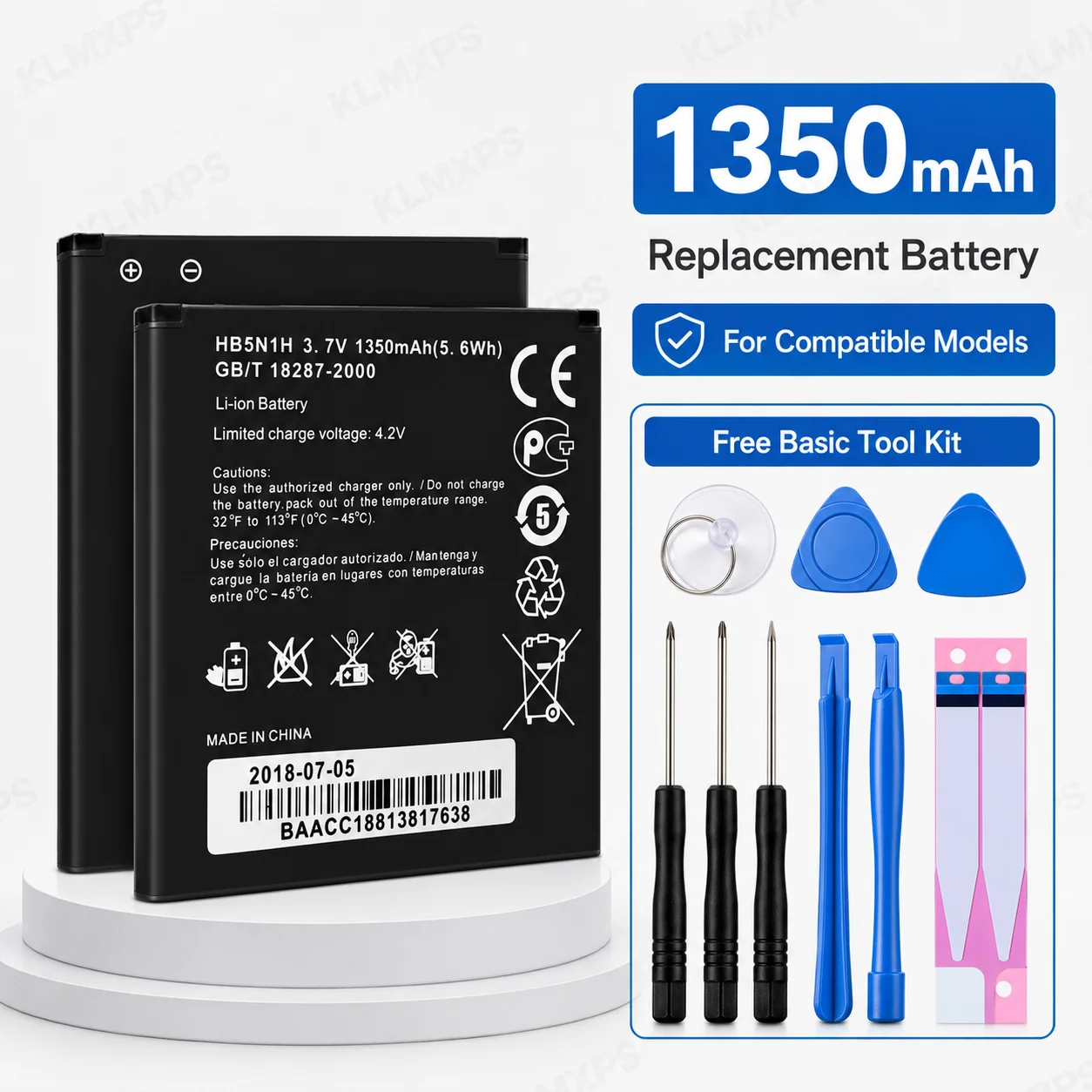 Batería Externa de Repuesto HB5N1H de 1350mAh de Alta Capacidad para Huawei Ascend G300 Y330, Batería de Respaldo de Litio Duradera
