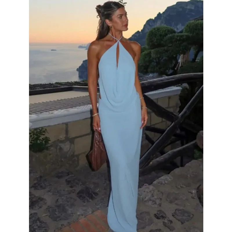 

Женский комплект с длинной юбкой: элегантный повседневный комплект из 2 предметов, с вырезами на спине, сексуальный комплект из топа и макси-юбки.