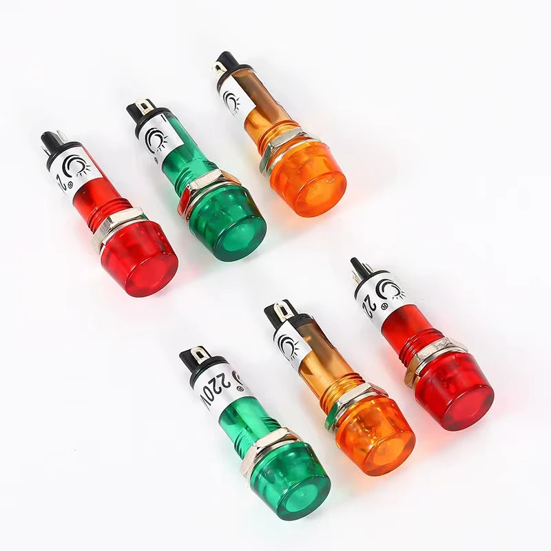 10mm Plastic Indicator Lights DC 12V AC 220V Waterproof Power Signal Lamp LED Indication Indicator Light Signal Generator Kit