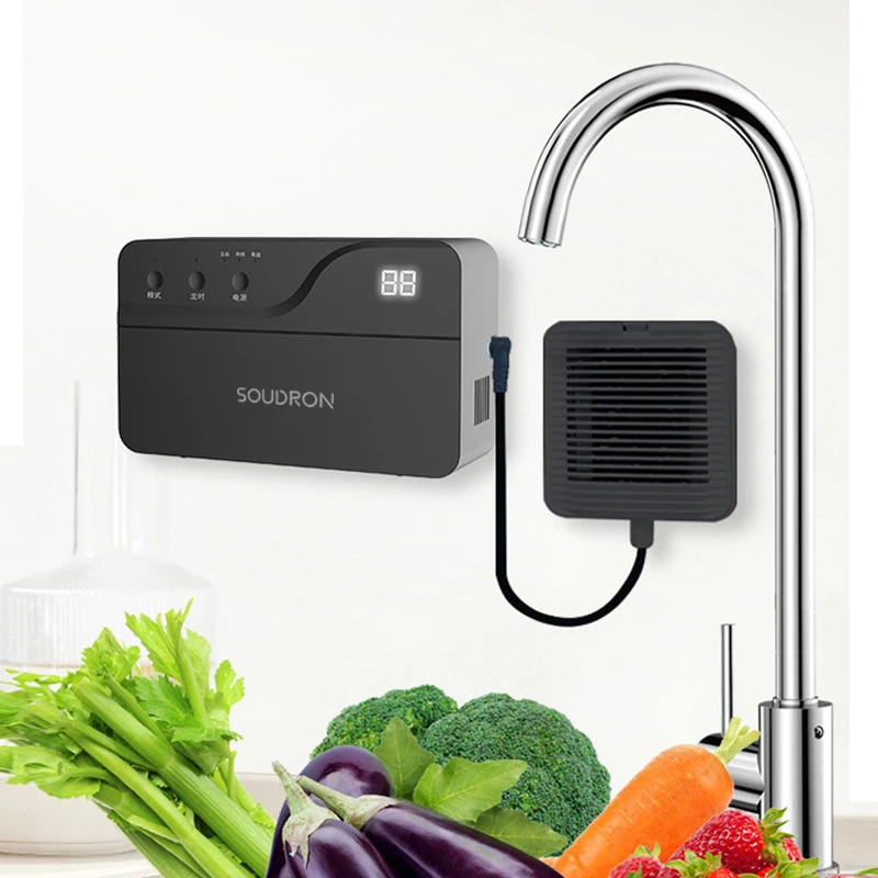 Wall mounted electrolysis household food cleaner fruit and vegetable cleaning machine Food washer disinfection for home