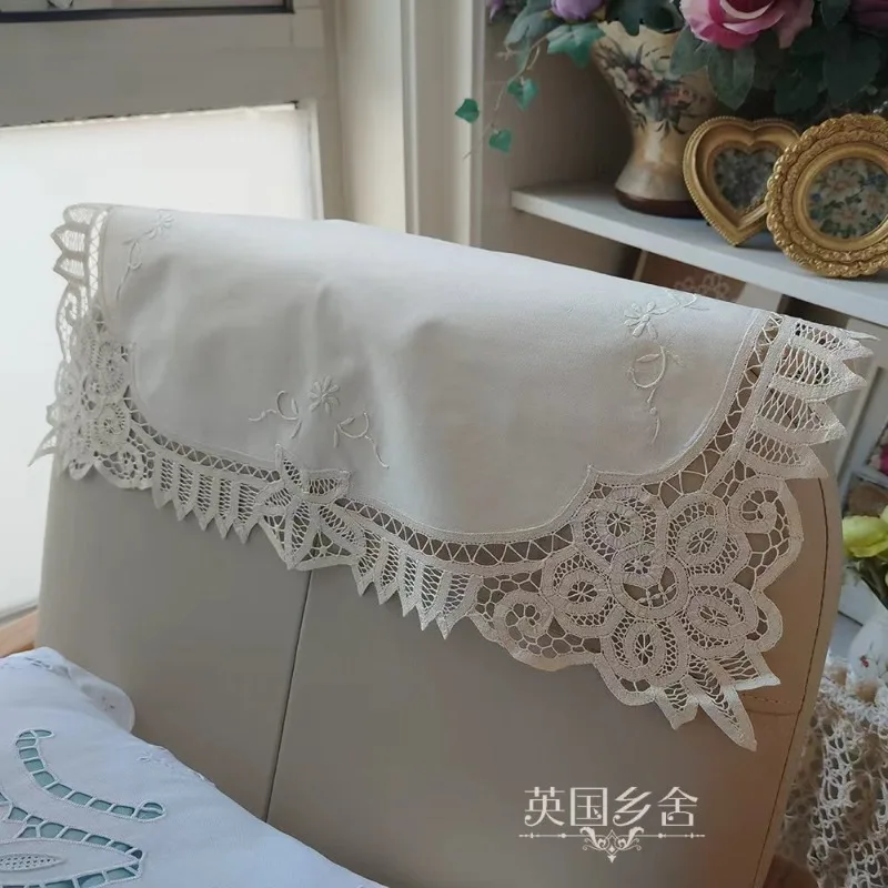 قطعتان من غطاء الدانتيل المطرز يدويًا من القطن الخالص، غطاء خلفي لمسند الذراع #2