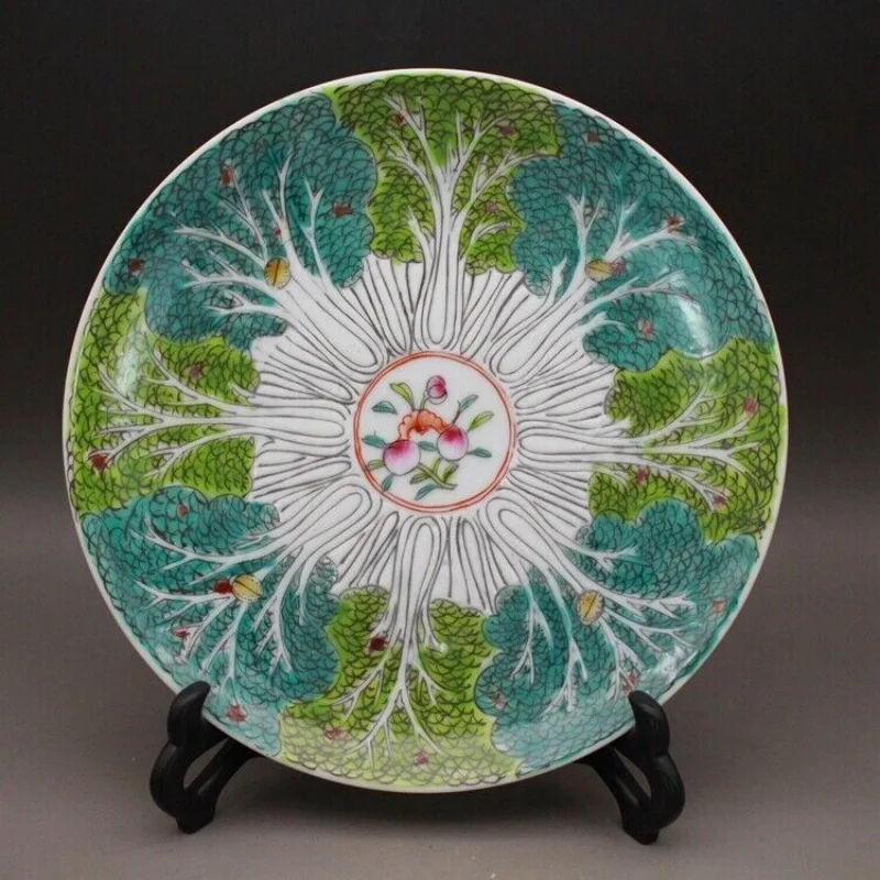 8" China Jing De Zhen Famille Rose Porcelain Peach Chinese Cabbage Grain Plates