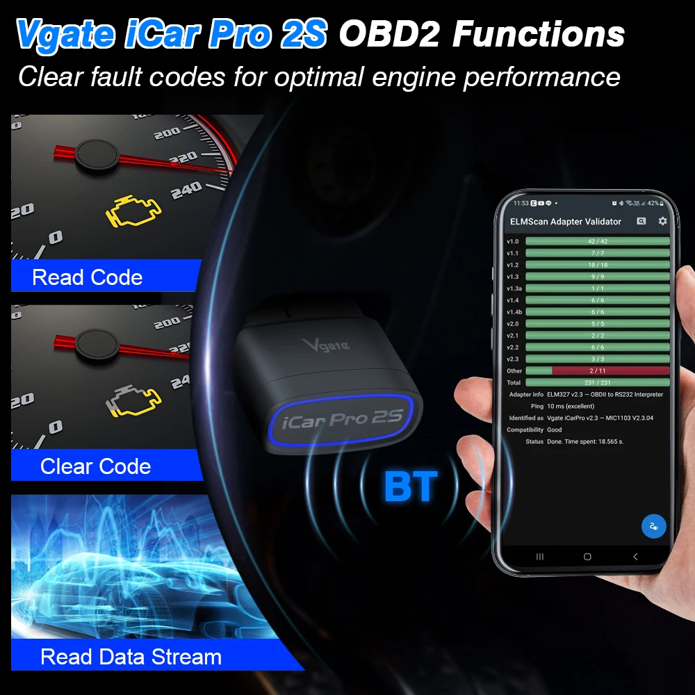New Vgate ICar Pro 2S ELM327 Bluetooth 5.2 V2.3 For Android IOS PC Upgraded OBD2 Car Diagnostic Tools OBDII EOBD Auto Scanner