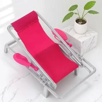 

Mini Folding Beach Chair Adjustable Oxford Cloth Small Simulation Deck Chair Lightweight Durable
