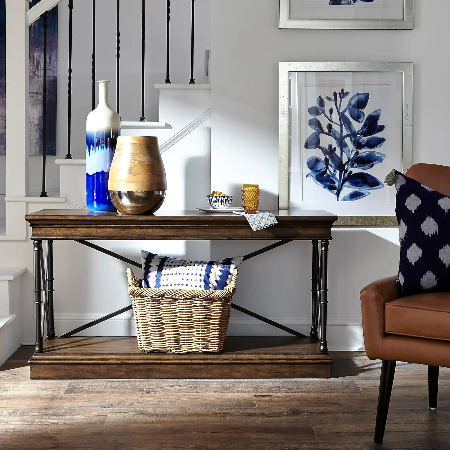 Tribeca Sofa Console Table Narrow Long Entryway Hallway Living Room 48 Inch Wooden, Customized