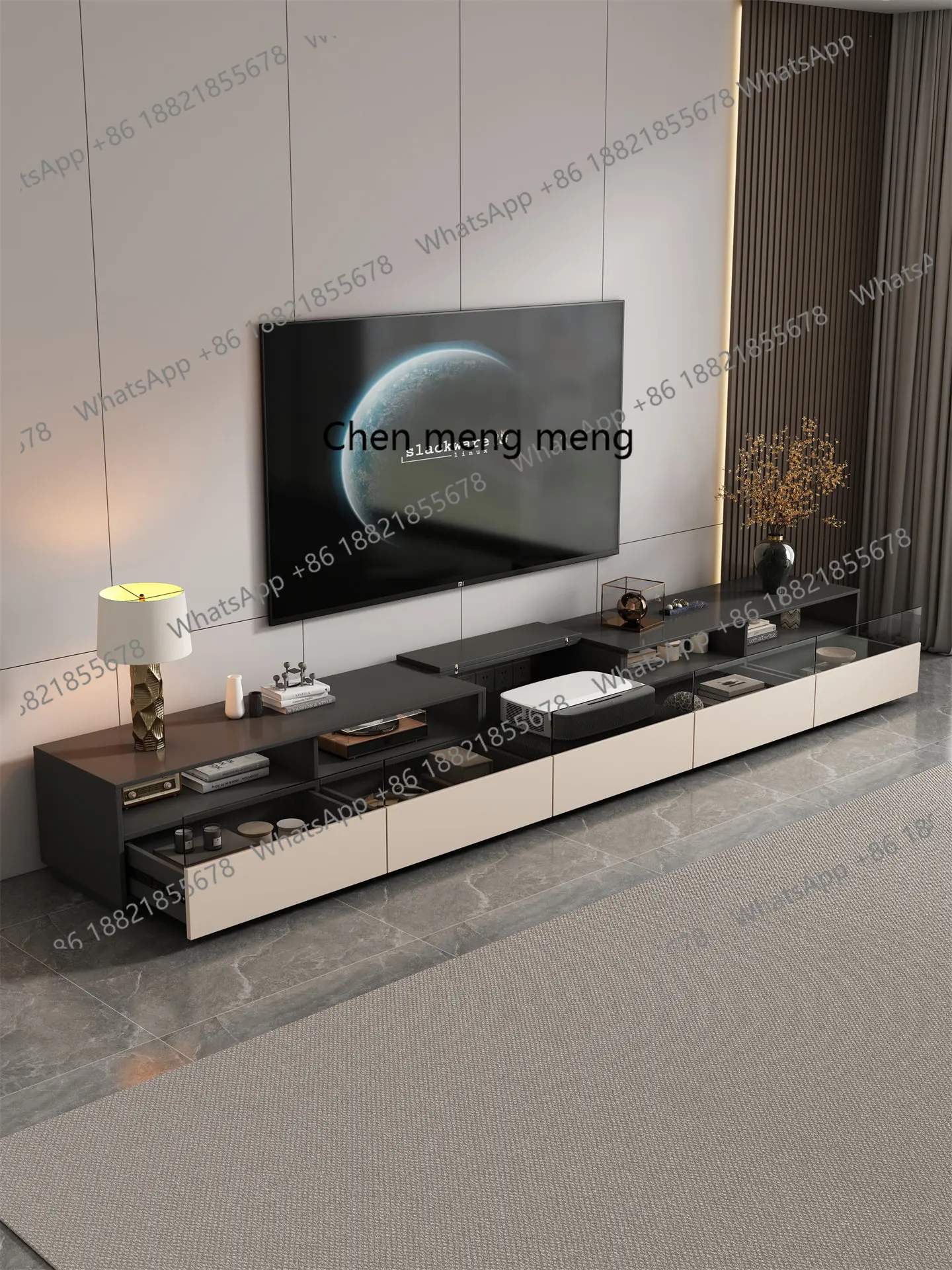 Light luxury laser TV cabinet coffee table combination, projector TV, living room floor cabinet