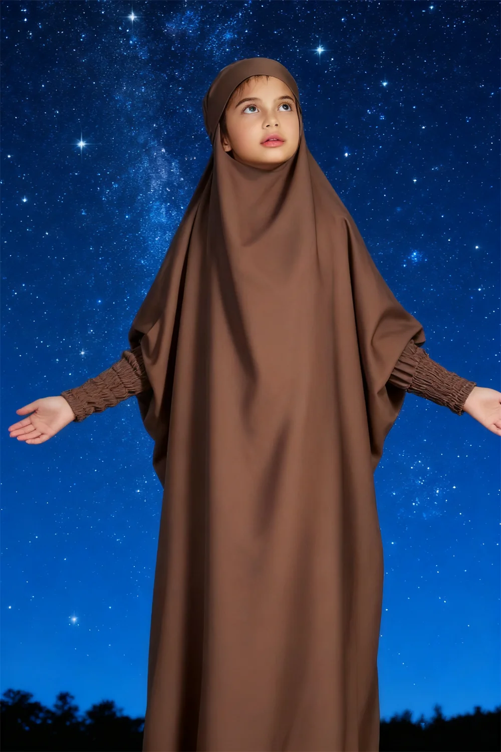 

Eid Hooded Kids Prayer Garment Dress Muslim Girls Long Khimar Hijab Turkey Abaya Dresses Islamic Full Cover Robes Ramadan Robe