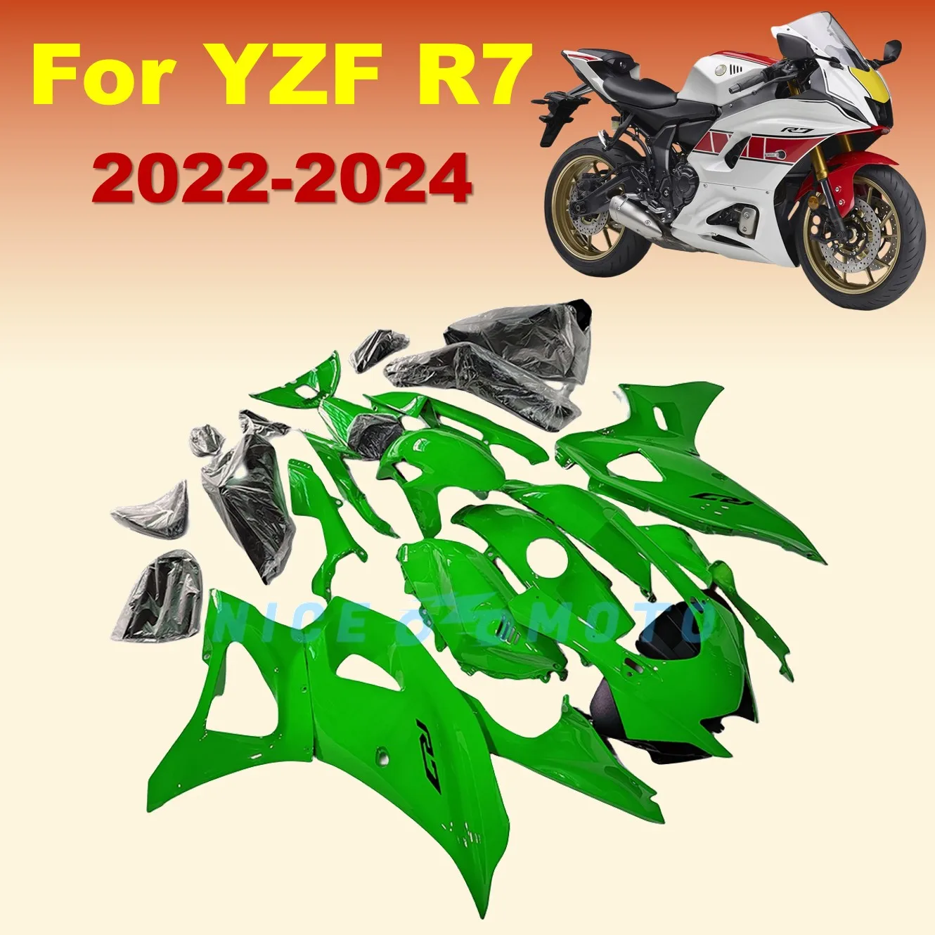 ABS الأخضر هيكل السيارة مجموعة دراجة نارية الهدايا المجمعة صالح لياماها YZF R7 2022 2023 2024 yzf-r7 22 23 24