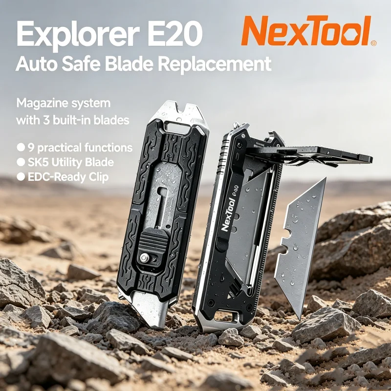 ネクストゥール-エクスプローラー-e20-折りたたみ式ユーティリティナイフ-8-in-1-ポータブル-edc-マルチツール-ユーティリティカッター-アウトドア-キャンプ-サイクリング-修理用ハンドツール