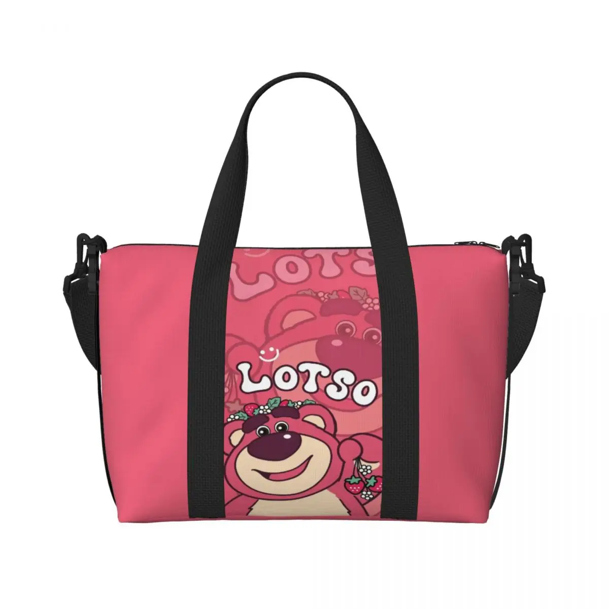 Custom Lotso Huggin Bear Tote Bag Women Big Capacity Beach Gym Travel Bags