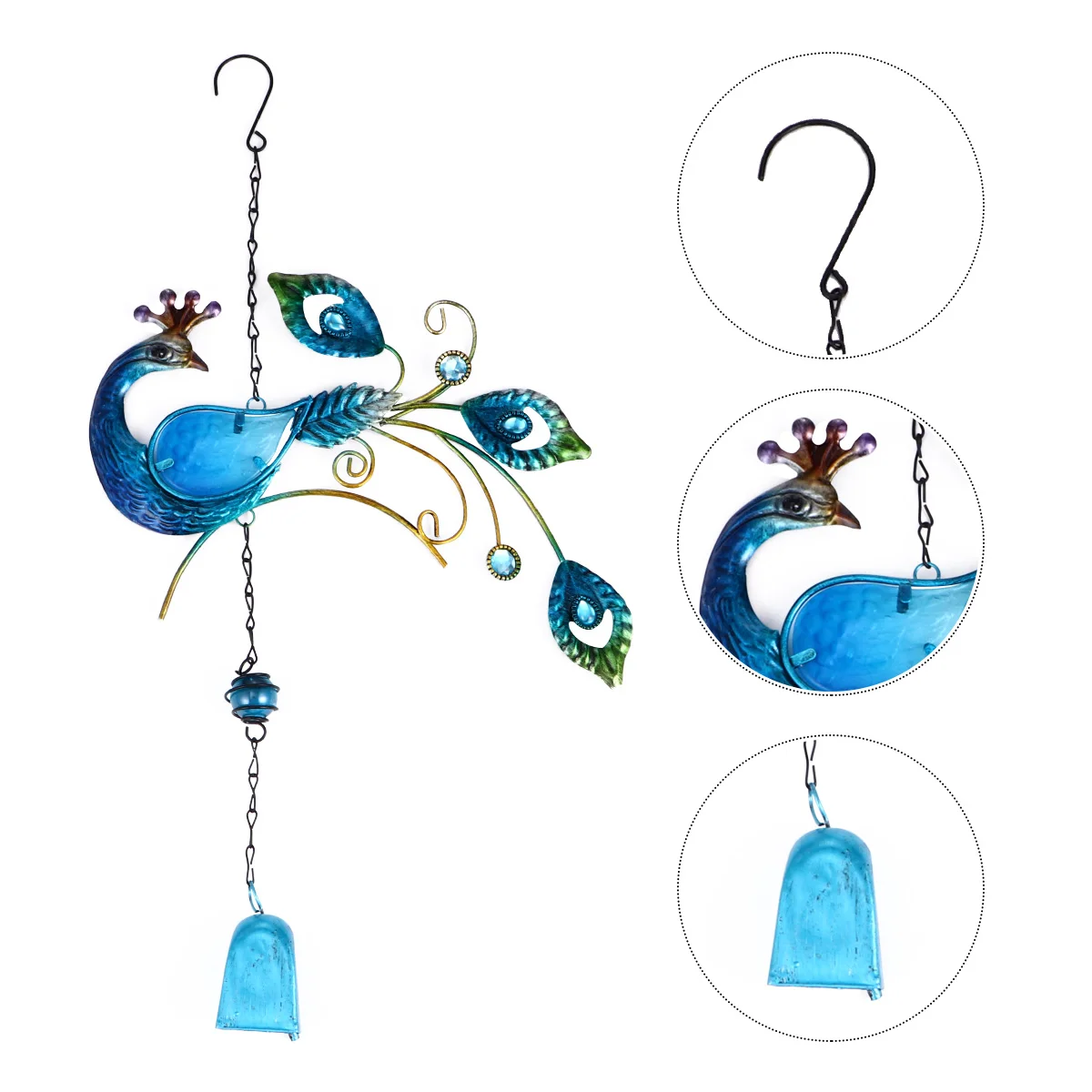 

2Pcs Stained Glass Metal Wind Chimes Attractive Colorful Design Garden Balcony Outdoor Ornament Creative Wind Tubes