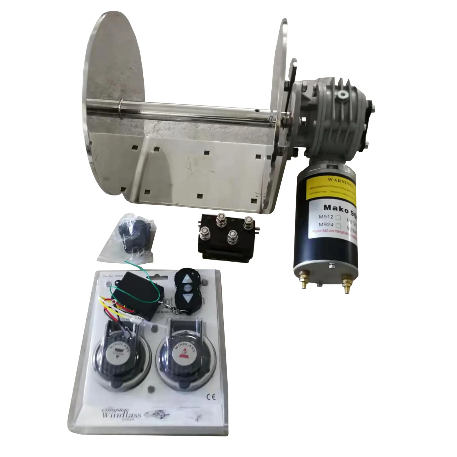 Marine Stainless Steel Yacht 1400W Electric Rope Winch Remote Drum Anchor Windlass
